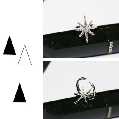 

1pc Adjustable Open Six-pointed Star Ring Crystal Jewelry For Women Girl