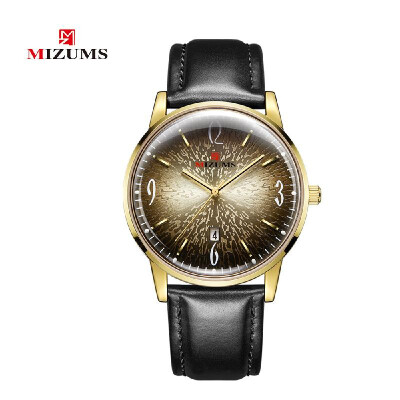 

MIZUMS Men Fashion Waterproof Calendar Watch Business Leather Band Analog Quartz Watch