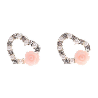 

new hot crystal heart earring gold sliver color flower decoration stud earring for women girl jewelry gift party