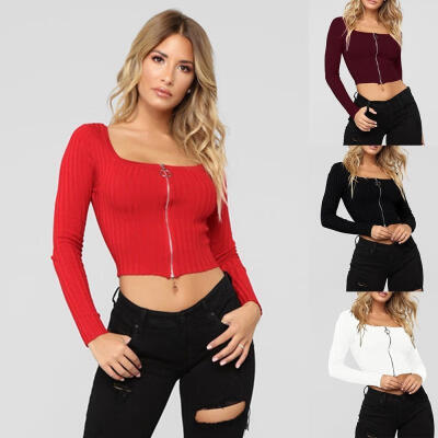 

Womens Off Shoulder Shirt Crop Tops Long Sleeve Blouse Jumper Vest Cami Tank Top