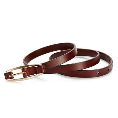 

Fashion top layer cowhide womens thin belt Korean version of the retro pin buckle leather belt with skirt