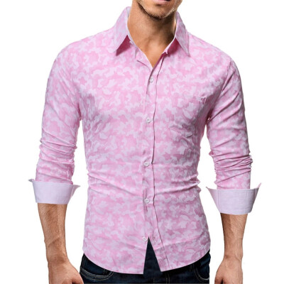 

Tailored Mens Autumn Splicing Business Leisure Printing Long-sleeved Shirt Top Blouse