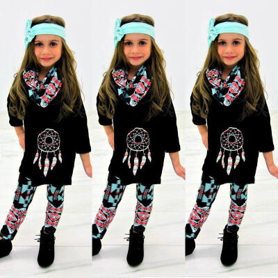 

Toddler Baby Girls Outfit Floral Party Dress Leggings Pant Headband Set