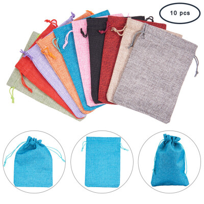 

PH PANDAHALL 10 Pcs Colorful Burlap Bags Drawstring Gift Bags Favour Bags Sacks Pouches for Wedding Party