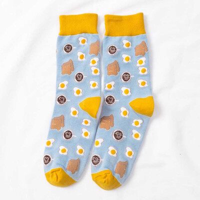 

Creative Fashion Kawaii Women Happy Food Poached Egg Painting Funny Cute Socks