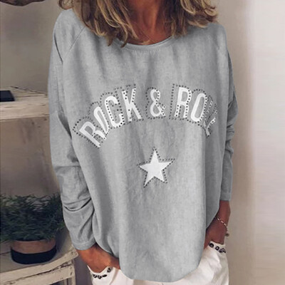 

Starmoon Womens Round Neck T-shirts Casual Long Sleeve Tee Shirts Ladies Printed Blouses
