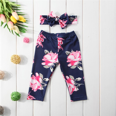 

Newborn Baby Girls Flowers Print PantsHeadband Suit Sets Kids Clothing