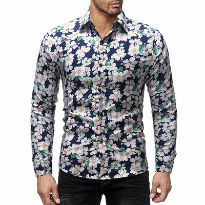 

SUNSIOM Mens Casual Dress Shirts 3D Digital Printing Long Sleeve Shirts Tops Blouse