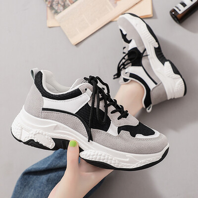 

Mhysa 2019 New Fashion Women Sneakers Thick Sole Ladies Platform Shoes Web Celebrity Chunky women Dad Sneakers Chaussures Femme