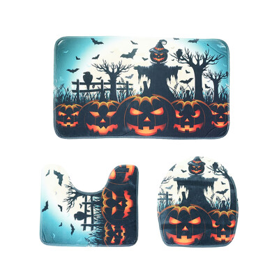 

〖Follure〗Halloween Pumpkin Series Toilet Floor Mat Exquisite Print Three-Piece Toilet Mat