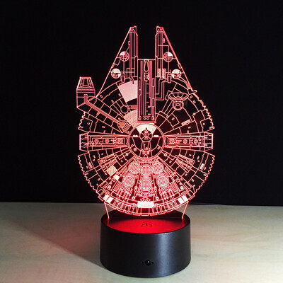 

YEDUO 3D Battleship Spacecraft LED Lllusion Mood Lamp Bedroom Table Night Light Bulbing Child Kids