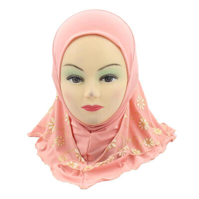 

Muslim Kids Girls Flower Headscarf Mesh Turban Head Scarf Soft Wrap Shawls