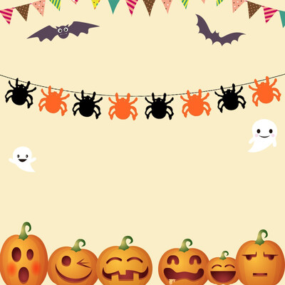 

FUNNYBUNNY Trick or Treat Halloween Pumpkin Bunting Banner Hanging Decor Party Ornaments
