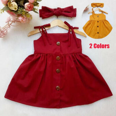 

Sleeveless Summer Girls Dress Toddler Kids Party Casual Tutu Dresses Outfit 1-6Y