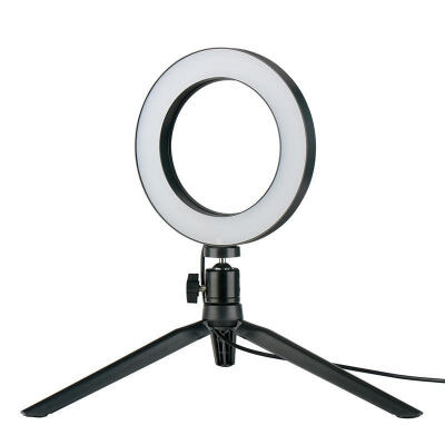 

57 inch Photography Dimmable LED Selfie Ring Light Vlogging USB Photo Video Stand Tripod for Makeup Live - Black