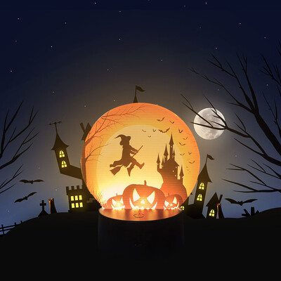 

Toponeto Halloween Pumpkin Bat Pattern Night Light Scene Layout Props Night Decoration