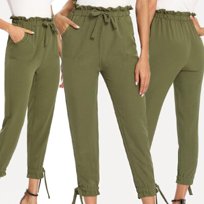 

Womens Ladies Bow Pocket Trousers Long Pants Slim fit Leggings Plus