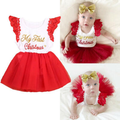 

UK Newborn Baby Girls Romper Lace Tutu Dress Skirt Christmas Party Dress Clothes
