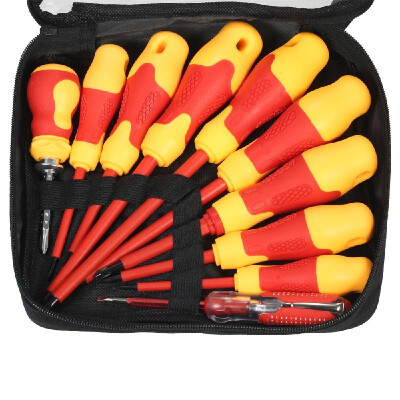 

10pcs 1000V Insulated Screwdriver Set with Magnetic Slotted&Phillips Bits Soft Grips Electricians Electrical Work Repair Tools