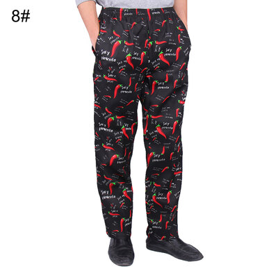 

Men Stripe Plaid Chili Printed Hotel Restaurant Kitchen Chef Work Long Pants