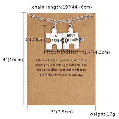 

Friendship Card Necklace Couple Jewelry 2pcs BFF Heart Pendant Necklace Best Friends Forever 2 pcs Splicing Necklace Gift