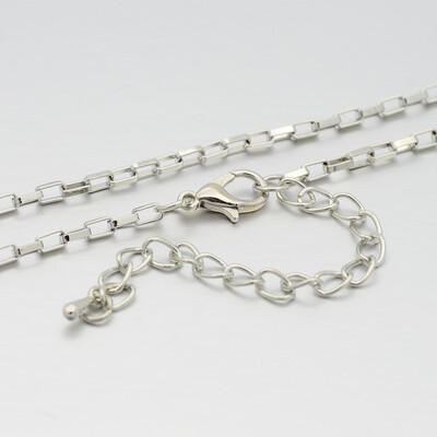 

Iron Box Chain Necklace Makings with Alloy Lobster Claw Clasps&Iron End Chains Platinum 295