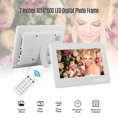 

Andoer 7 Inches LED Digital Photo Frame Desktop Electronic Album 1024600 High Resolution Supports Music 1080P Video Player Clo