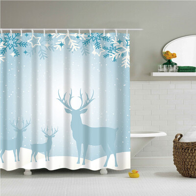 

〖Follure〗Bathroom Waterproof Shower Curtain Christmas Snowman 3D Printed Decor Curtain