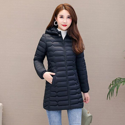 

Tailored Fashion Women Outerwear Long Sleeve Zipper Tops Hooded Button Cotton-padded Coat