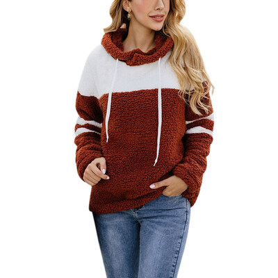 

Women Coat 2019 Autumn Winter Thick Warm Soft Patchwork Plush Sweater Coat Casual Long Sleeve Outwear