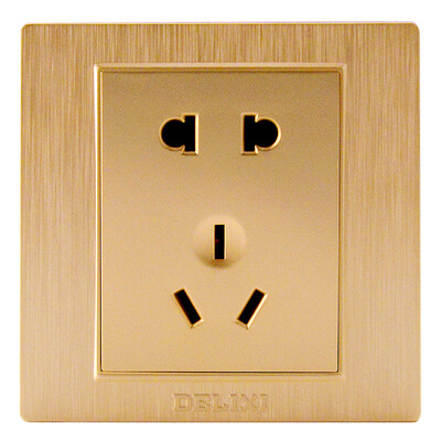 

Delixi DELIXI switch socket panel 10A positive five-hole socket brushed champagne gold