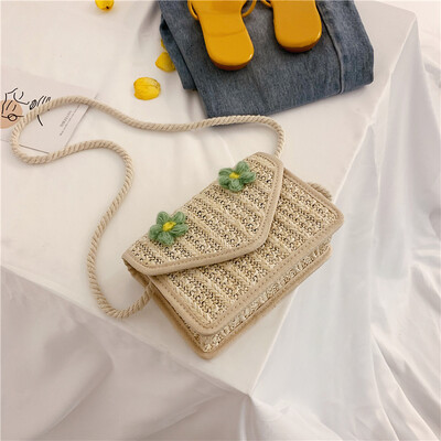 

2019 new Sen cute flower woven bag little fairy wild temperament shoulder bag fashion casual Messenger bag