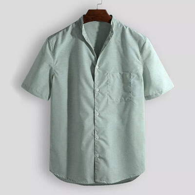 

Tailored Mens New Summer Casual Short-Sleeved Shirt Fashion Cotton Linen Blouse Top