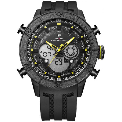 

WEIDE WH6308 Dual Display Two Movement Quartz Digital Men Watch Sports 3ATM Waterproof 50mm Big Dial Large Face Week Calendar Alar