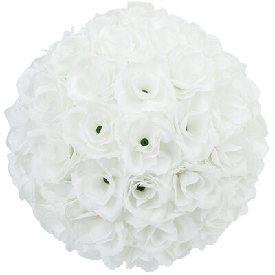 

5-pack 10" 25 cm Flower Kissing Balls Rose Wedding Party Home Decoration White