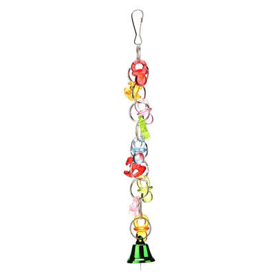 

Colorful Rings Chain Pet Parrots Bite Bell Toy Bird Cage Hang Pendant Decor