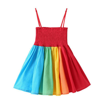 

Summer Girls Cute Wrap Chest Dress Kids Colorful Beach Sleeveless Dresses