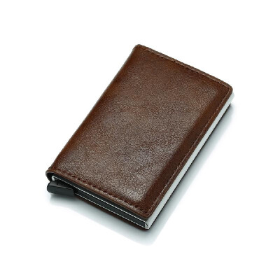 

PU Leather Credit Holder Business Money Cash Card Package RFID Wallet Automatic Aluminum Alloy Card Case Men Bag