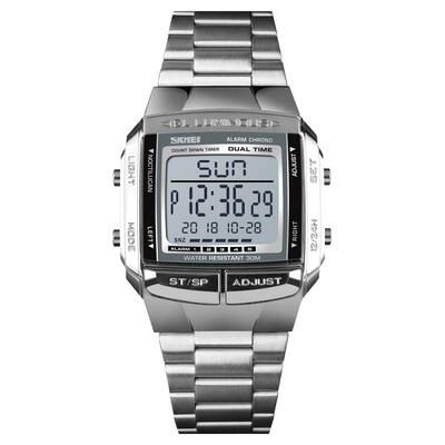

SKMEI 30m Waterproof Square Dial Digital Wristwatch Mens Watch With Double Time Display