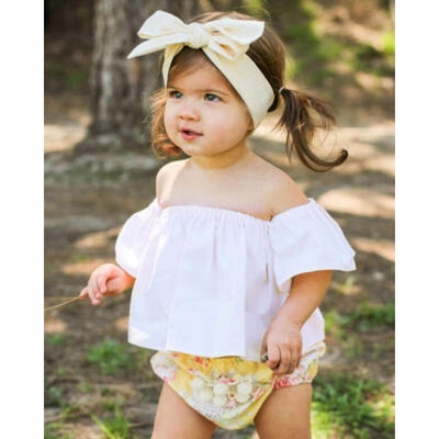 

Newborn Infant Baby Girls Off Shoulder Crop Top T-shirt Blouse Clothes Summer