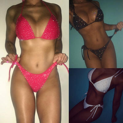 

Women Triangle Underwear Bikini Set Bandage Push-Up Swimsuit Bathing suit Swimwear