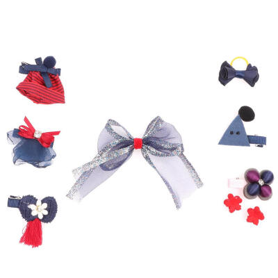 

9pcs Korean Style Soft Cloth Teddy Dog Flower Headwear Hair Pin Headband