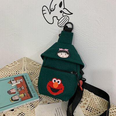 

2019 new wave Korean version of the wild canvas chest bag female ins fashion casual simple Messenger bag cute small bag