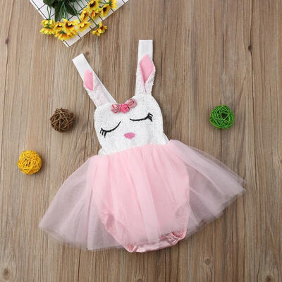 

Infant Baby Girl Rabbit Lace Princess Romper Dress Tutu Party Formal Dress