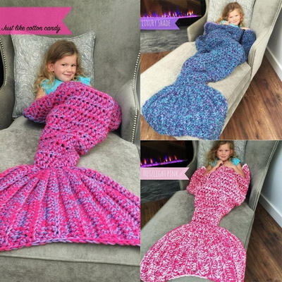 

Mermaid Tail Sofa Blanket Super Soft Warm Hand Crocheted Knitting Wool For Adult