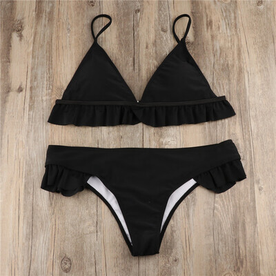 

Saidsome Women Padded Push-up Bra Bikini Set Ruffles Swimsuit Low Waist Bathing Suit Swim