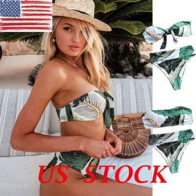 

US 2Pcs Womens Push-up Bikini Set Swimwear Bra Bandage Swimsuit Bathing Suit