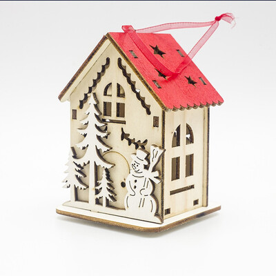 

Siaonvr LED Light Wood House Cute Christmas Tree Hanging Ornaments Holiday Decoration