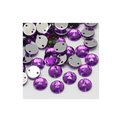 

Sew on Rhinestone Taiwan Acrylic Rhinestone Two Holes Garments Accessories Faceted Half RoundDome Purple 15x5mm Hole 1mm