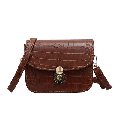 

Handbag 2019 Women PU Girls Leather Stone Pattern Solid Color Simple Versatile Shoulder Zipper Messenger Mujer Retro Square